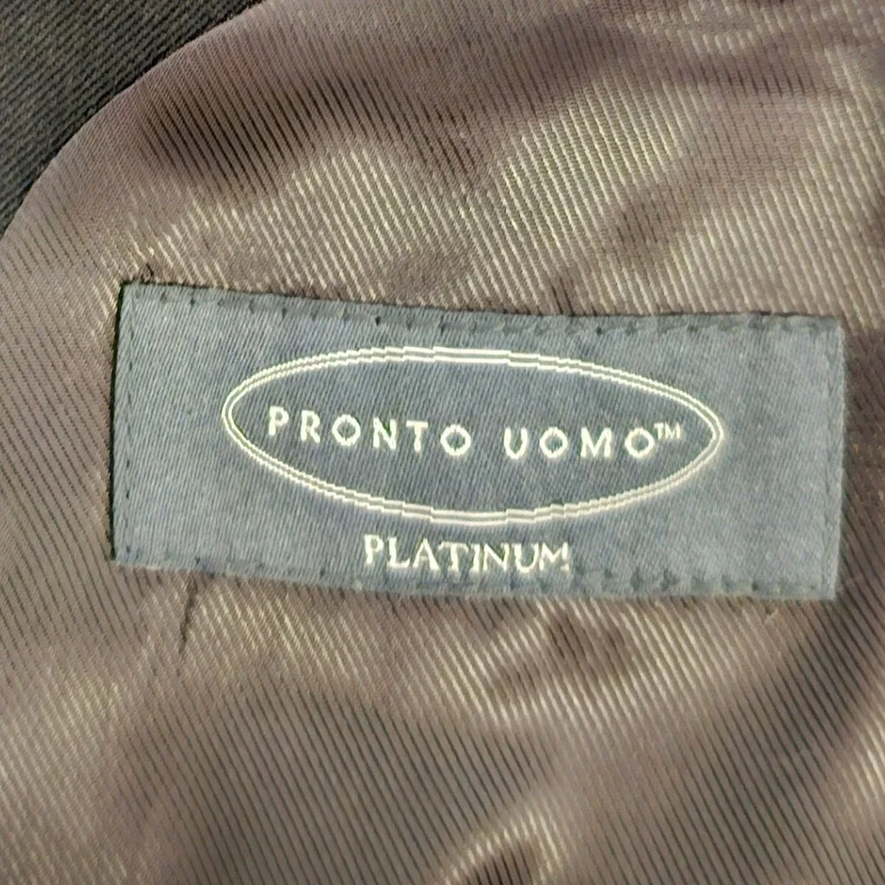Pronto Uomo Platinum Mens 46R Dark Gray 100% Wool Suit Sport Coat Blazer EUC‎